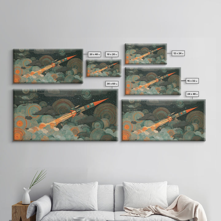 Crashed Satellite in a Desert Storm Canvas Print, Scifi Art, Decor, Living Room Decor, Fine Art, Orbit, Mid Century Art, SCI-2x1-39