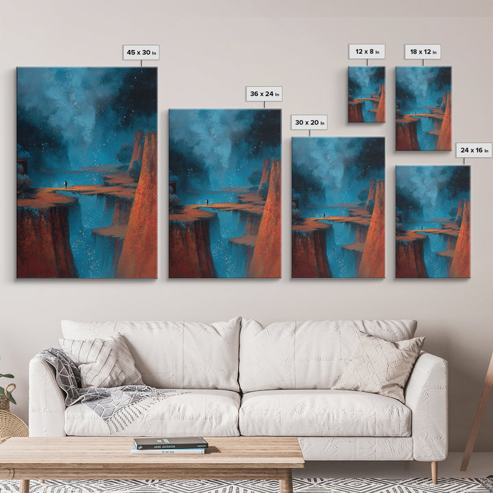 Planetary Sunrise over Ice Cliffs Framed Canvas Print, Scifi Art, Canvas Wall Art, Living Room Decor, Fine Art, Orbit, SCI-2x3-78