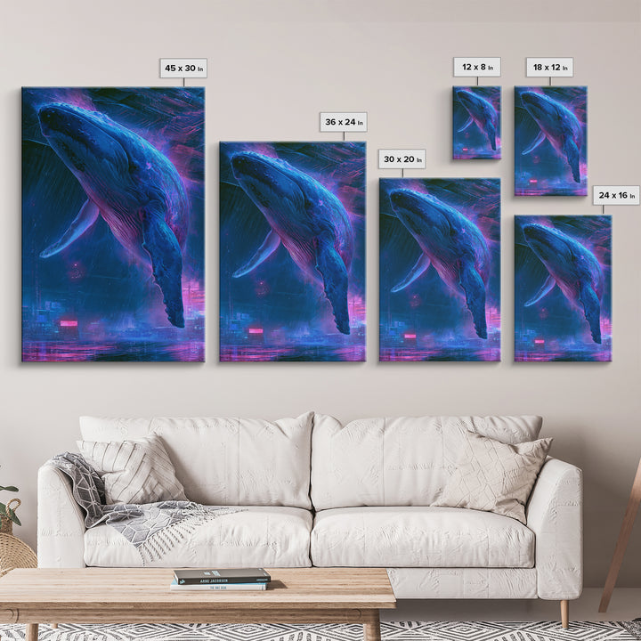 Cosmic Whale Swimming Through Deep Space Canvas Print, Scifi Art, Pop Art, Living Room Decor, Fine Art, Orbit, Gallery Decor, SCI-2x3-96
