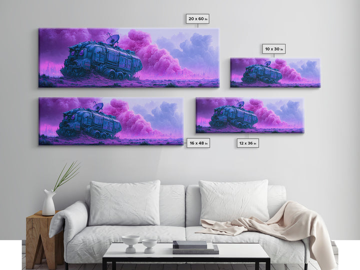 Crashed Satellite in a Desert Storm Canvas Print, Scifi Art, Canvas Wall Art, Living Room Decor, Fine Art, Orbit, SCI-3x1-83