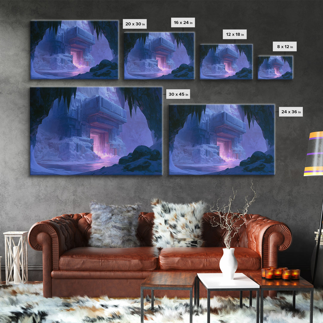 Glowing Alien Artifact Framed Canvas Print, Scifi Art, Space Art, Living Room Decor, Fine Art, Orbit, Luxury Decor, Art Print, SCI-3x2-24