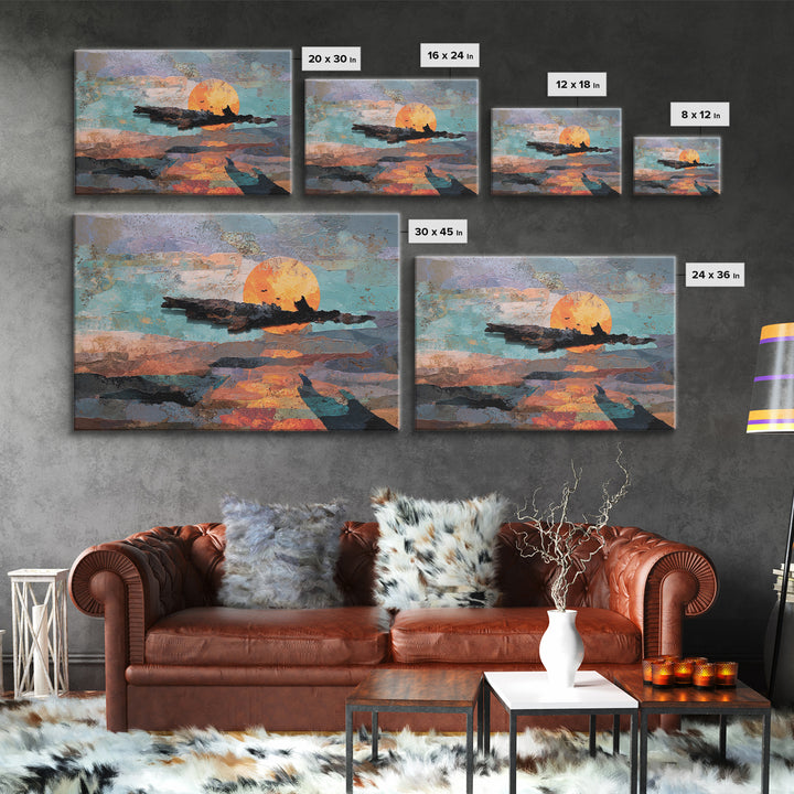 Alien Ocean with Two Moons Canvas Print, Scifi Art, Boho Decor, Living Room Decor, Fine Art, Orbit, Wall Decor, Posters, SCI-3x2-89
