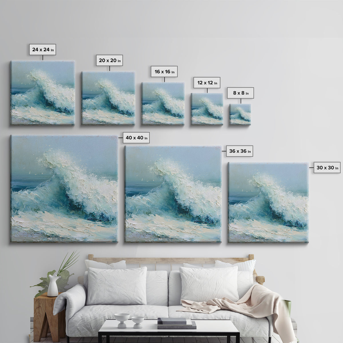 Wild Atlantic Wave Framed Canvas Print, Seascape Art, Gallery Decor, Coastal Decor, Fine Art, Seascape, Contemporary Art, SEA-1x1-65