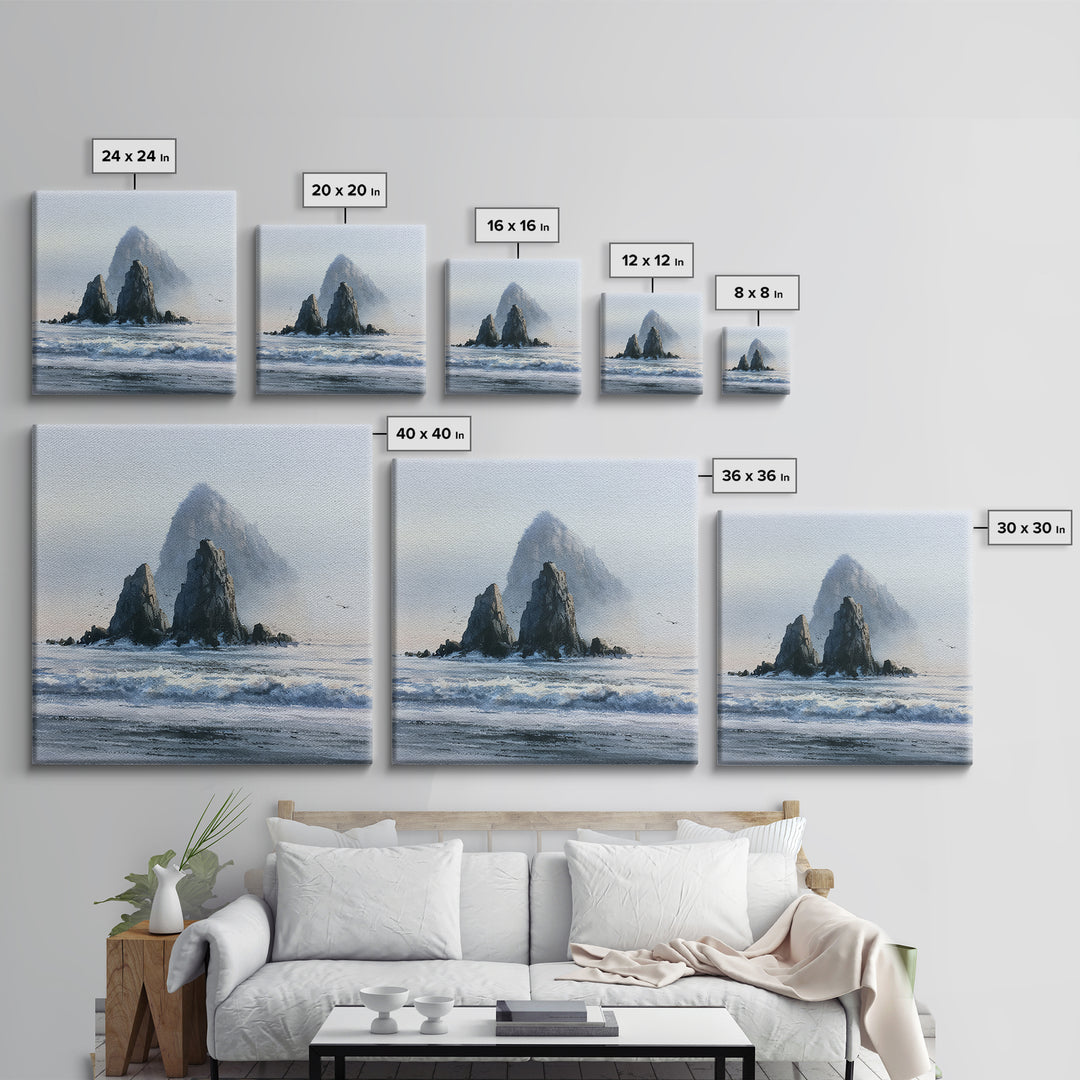 Sea Stack Rocks Canvas Print, Seascape Art, Boho Decor, Coastal Decor, Fine Art, Seascape, Printable Wall Art, SEA-1x1-91