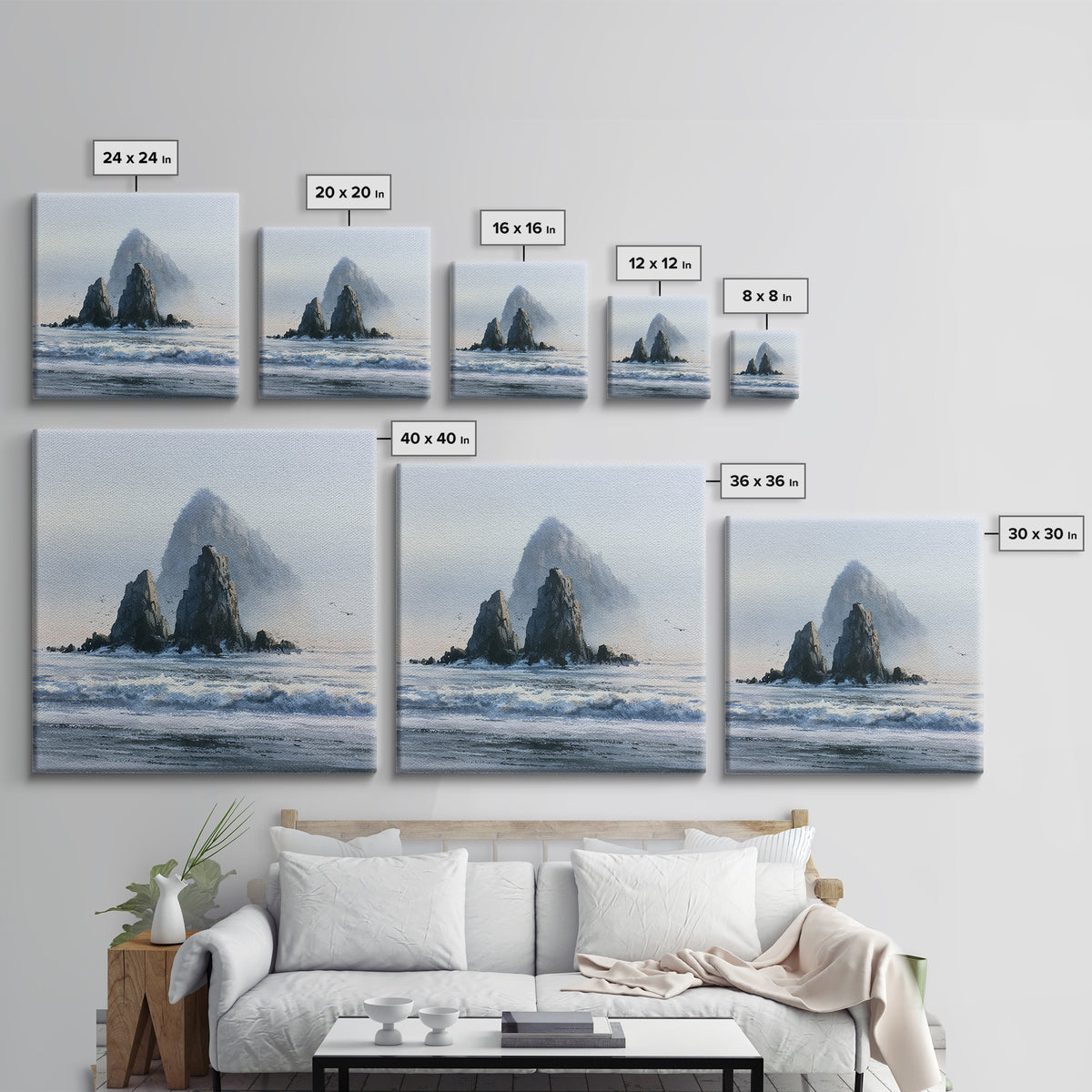 Sea Stack Rocks Canvas Print, Seascape Art, Boho Decor, Coastal Decor, Fine Art, Seascape, Printable Wall Art, SEA-1x1-91