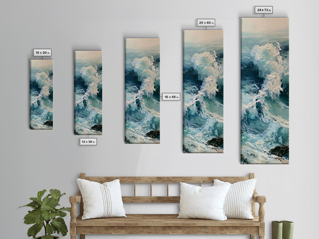 Wild Atlantic Wave Canvas Print, Seascape Art, Abstract Painting, Coastal Decor, Fine Art, Seascape, Room Decor, SEA-1x3-5