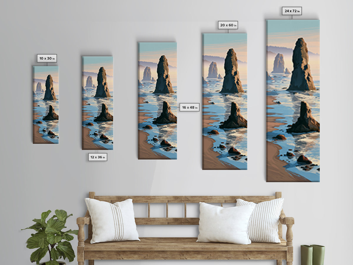 Sea Stack Rocks Canvas Print, Seascape Art, Original Art, Coastal Decor, Oil Painting, Seascape, Living Room Wall Art, SEA-1x3-55