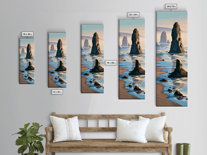 Sea Stack Rocks Canvas Print, Seascape Art, Original Art, Coastal Decor, Oil Painting, Seascape, Living Room Wall Art, SEA-1x3-55