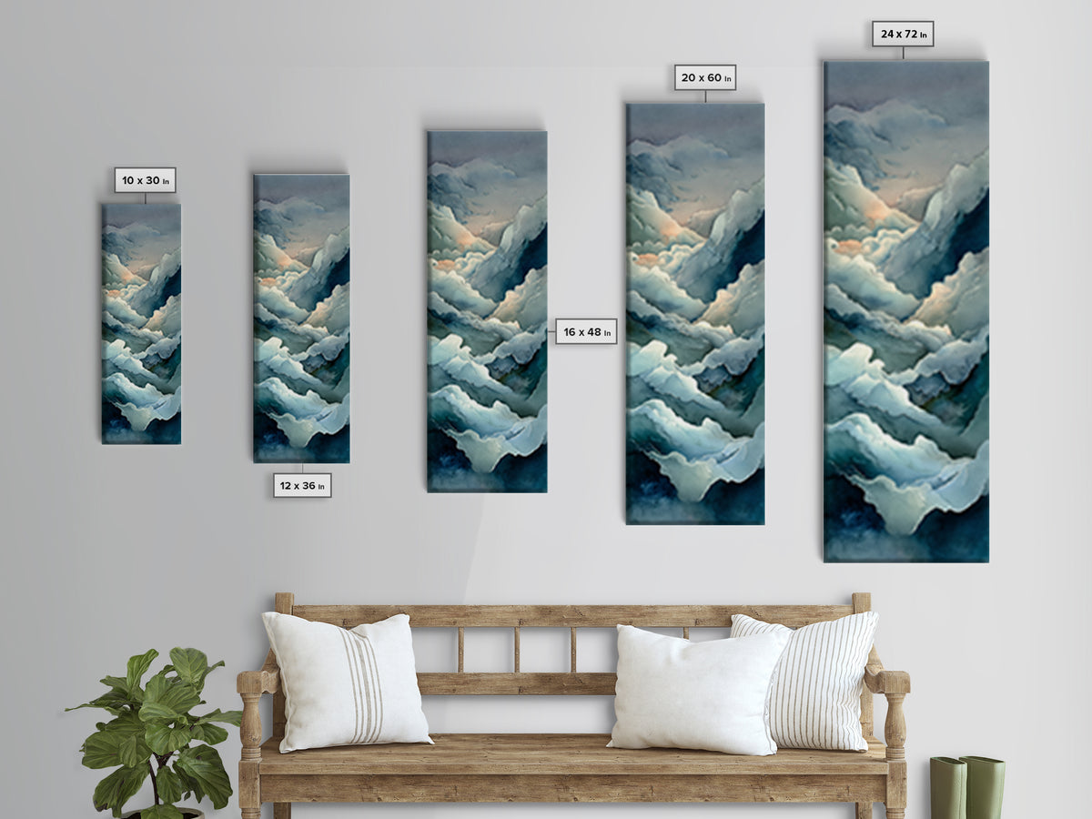 Storm Waves Crashing Framed Canvas Print, Seascape Art, Textured Painting, Coastal Decor, Fine Art, Seascape, Large Wall Art, SEA-1x3-61