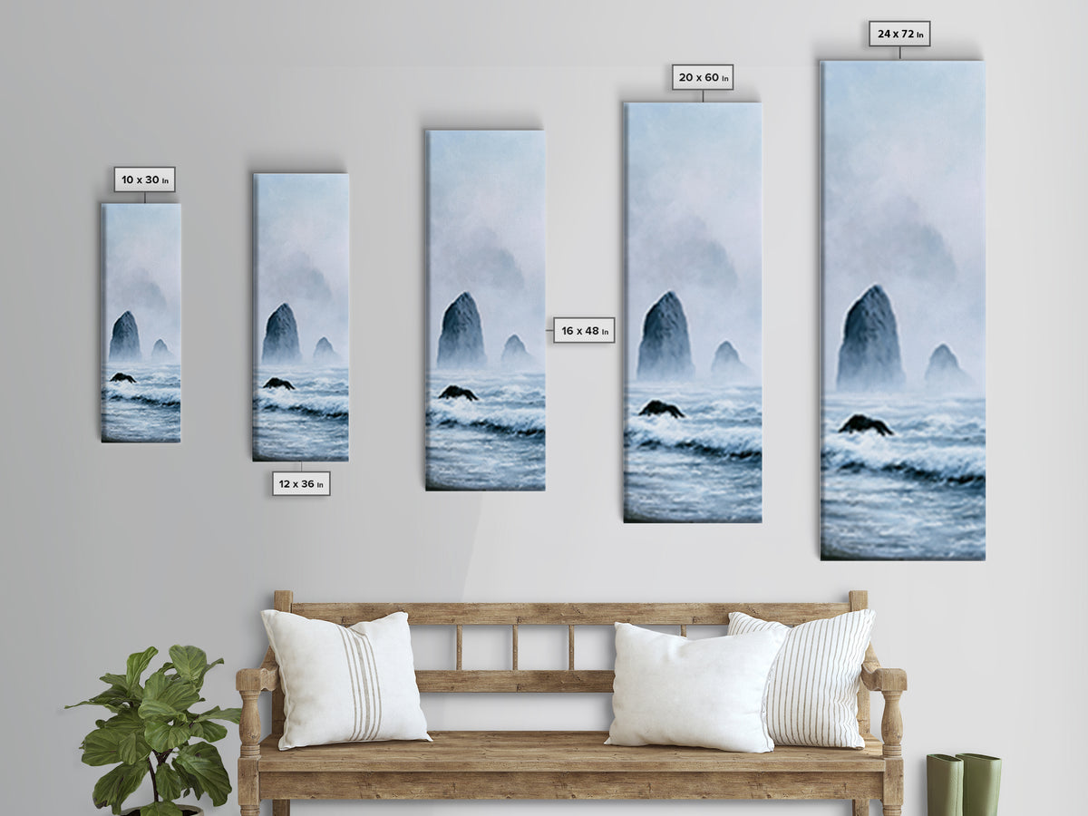 Sea Stack Rocks Canvas Print, Seascape Art, Contemporary Art, Coastal Decor, Fine Art, Seascape, Canvas Wall Art, Abstract Art, SEA-1x3-7