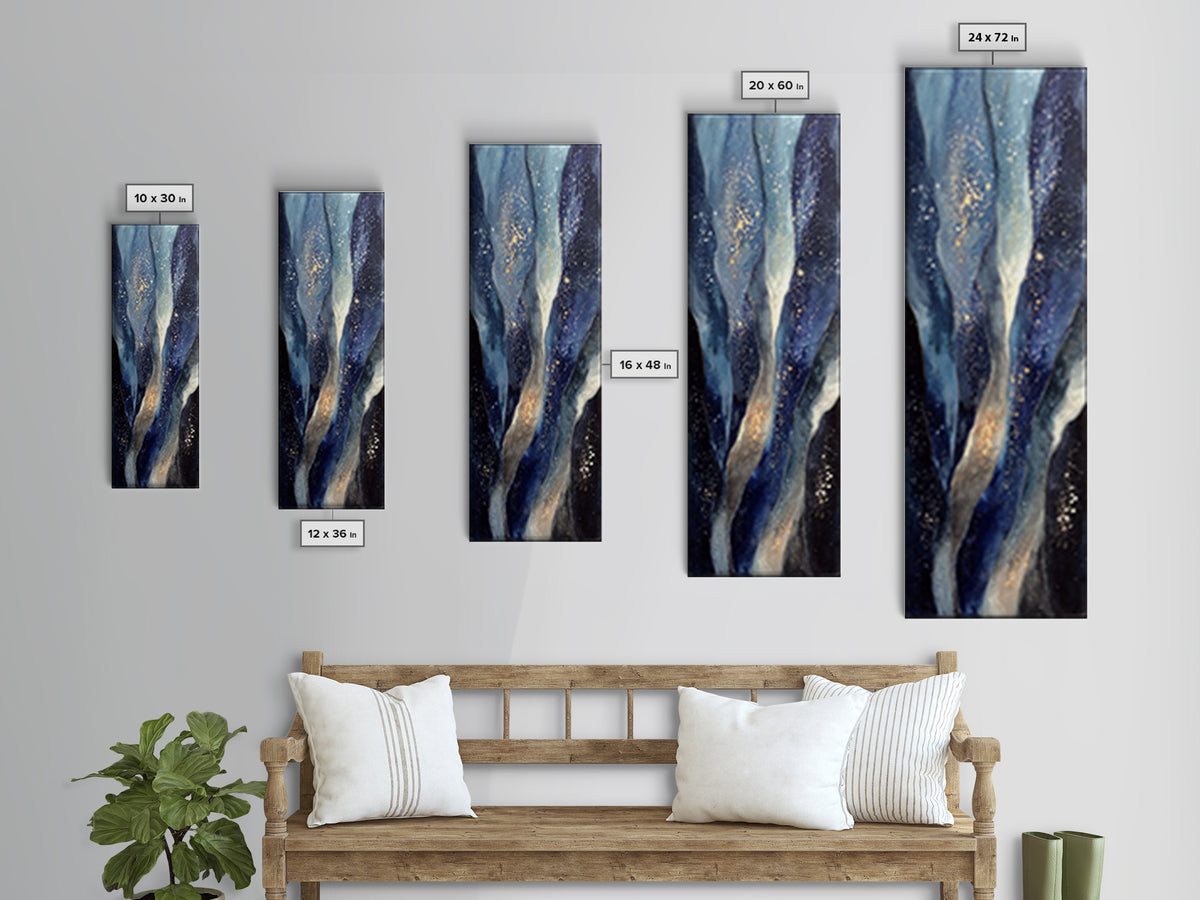 Deep Indigo Night Sea Canvas Print, Seascape Art, Abstract Art, Coastal Decor, Seascape, Nautical Decor, Coastal Wall Art, SEA-1x3-81