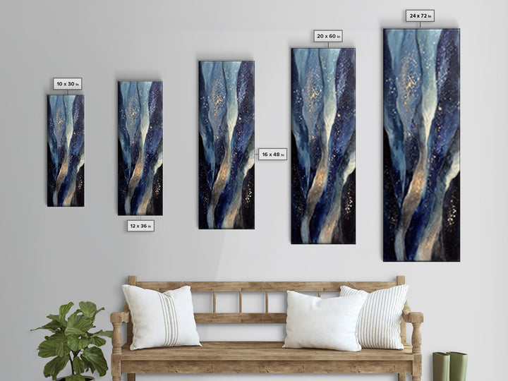 Deep Indigo Night Sea Canvas Print, Seascape Art, Abstract Art, Coastal Decor, Seascape, Nautical Decor, Coastal Wall Art, SEA-1x3-81