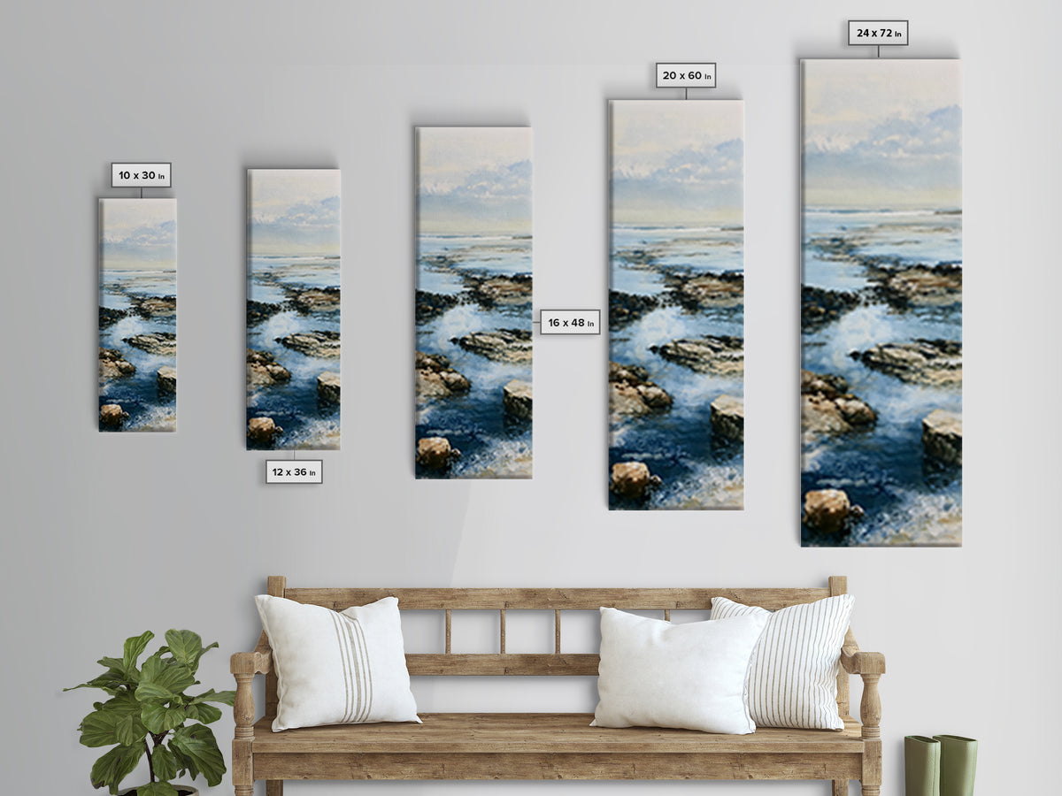 Rocky Tidepool with Reflections Canvas Print, Seascape Art, Coastal Wall Art, Coastal Decor, Fine Art, Seascape, Luxury Decor, SEA-1x3-95