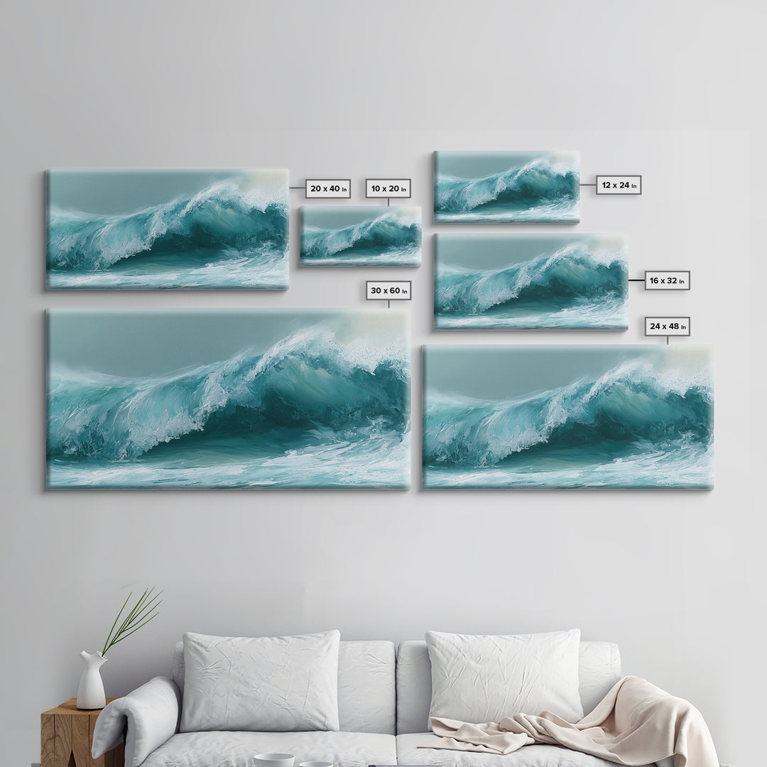 Abstract Wave Curl Framed Canvas Print, Seascape Art, Original Art, Coastal Decor, Fine Art, Seascape, Living Room Wall Art, SEA-2x1-3