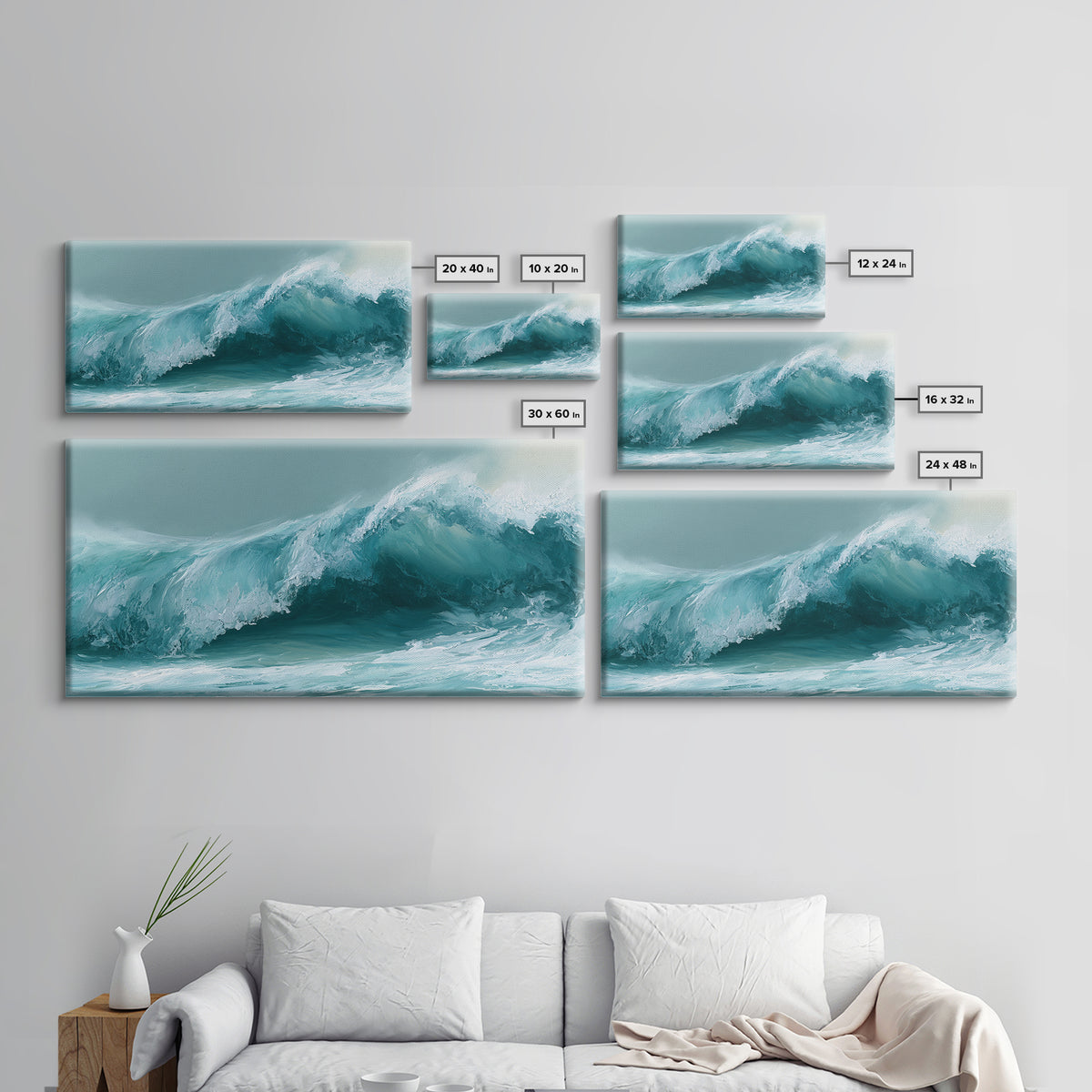 Abstract Wave Curl Framed Canvas Print, Seascape Art, Original Art, Coastal Decor, Fine Art, Seascape, Living Room Wall Art, SEA-2x1-3