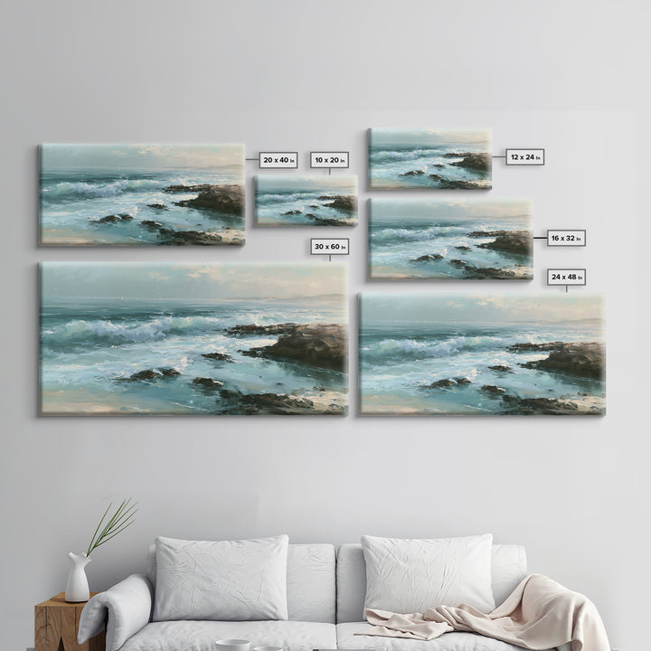 Rocky Tidepool with Reflections Canvas Print, Seascape Art, Digital Wall Art, Coastal Decor, Fine Art, Seascape, Wall Art Print, SEA-2x1-31