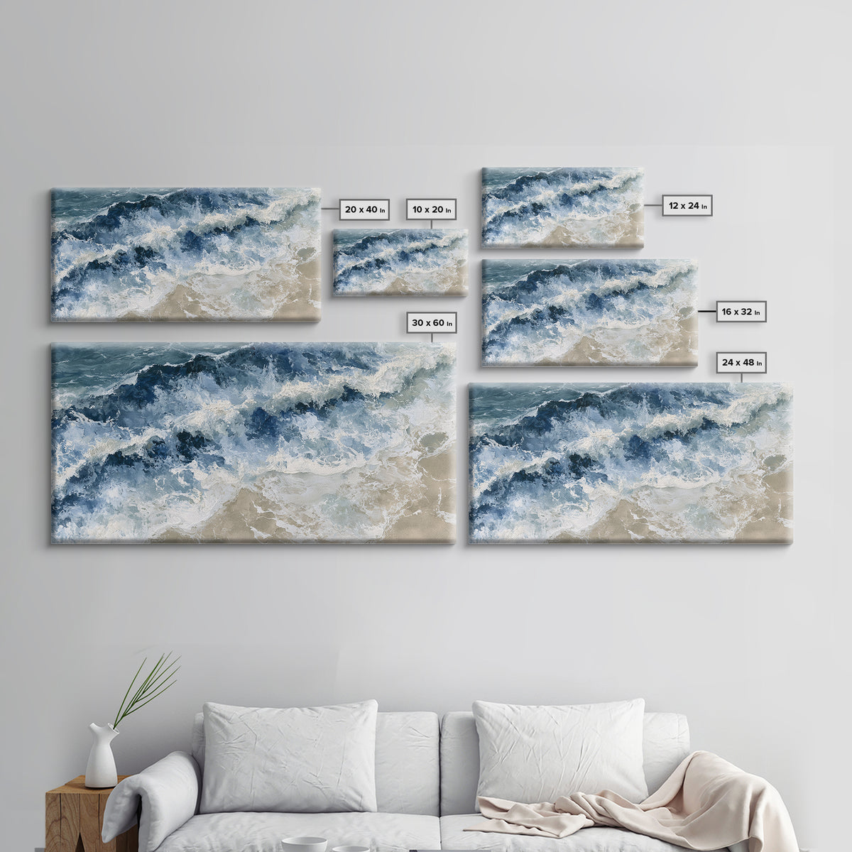 Ocean Foam Patterns from Above Canvas Print, Seascape Art, Contemporary Art, Coastal Decor, Fine Art, Seascape, Canvas Wall Art, SEA-2x1-32