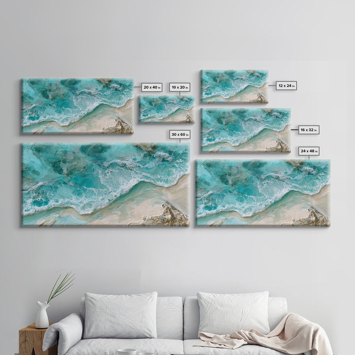 Aerial Reef Water Canvas Print, Seascape Art, Digital Wall Art, Coastal Decor, Watercolor Art, Seascape, Wall Art Print, SEA-2x1-68