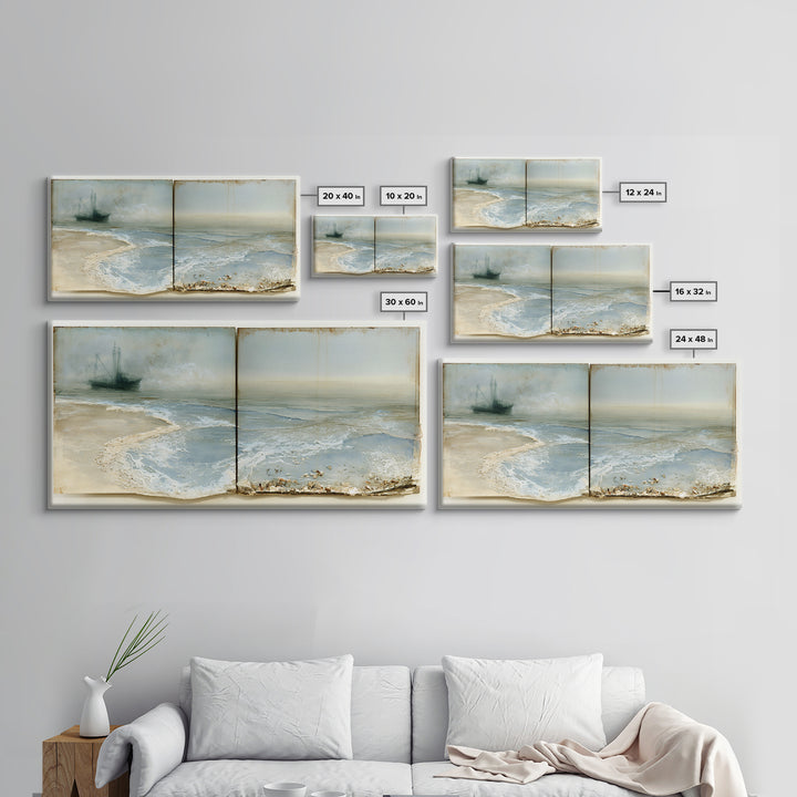 Fishing Boat Silhouette Canvas Print, Seascape Art, Wall Art, Coastal Decor, Fine Art, Seascape, Abstract Art, Bedroom Decor, SEA-2x1-82