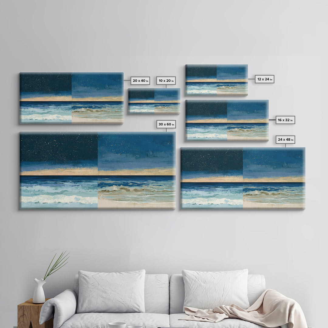 Deep Indigo Night Sea Canvas Print, Seascape Art, Original Art, Coastal Decor, Fine Art, Seascape, Living Room Wall Art, SEA-2x1-89