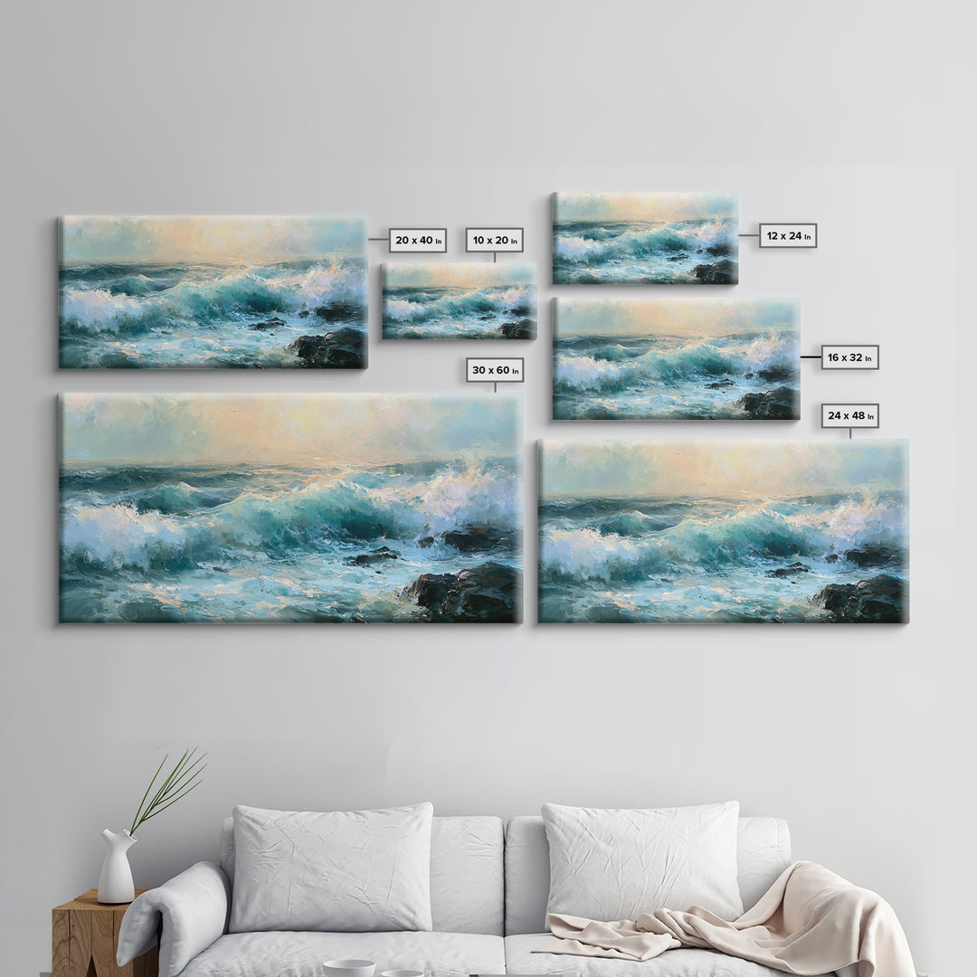 Storm Waves Crashing Canvas Print, Seascape Art, Canvas Wall Art, Coastal Decor, Fine Art, Seascape, Bedroom Wall Art, SEA-2x1-93