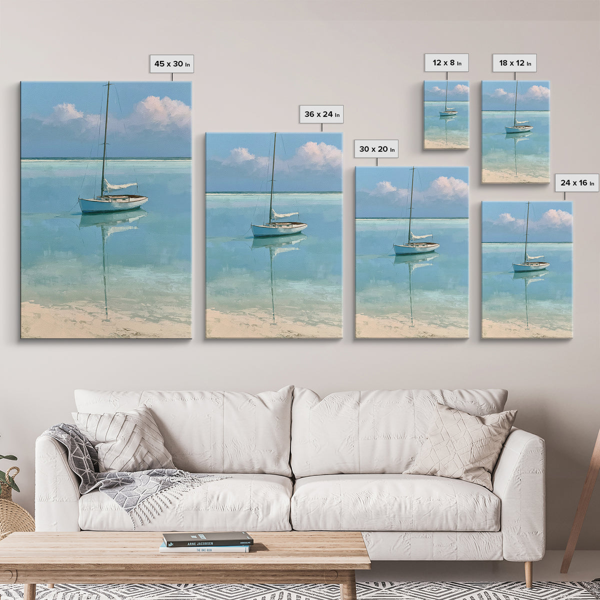 Quiet Sailboat on Glassy Water Canvas Print, Seascape Art, Canvas Print, Coastal Decor, Fine Art, Seascape, Fine Art Print, SEA-2x3-16