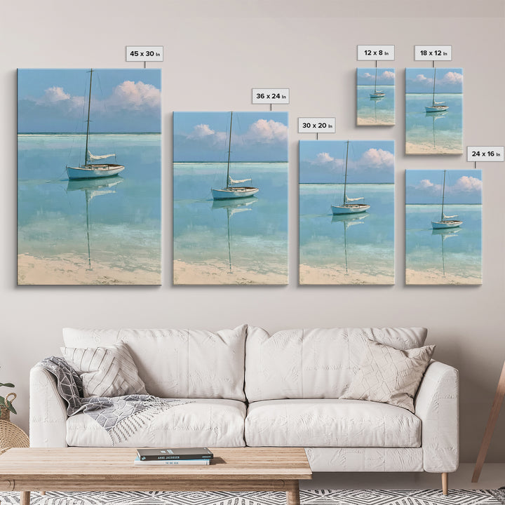 Quiet Sailboat on Glassy Water Canvas Print, Seascape Art, Canvas Print, Coastal Decor, Fine Art, Seascape, Fine Art Print, SEA-2x3-16