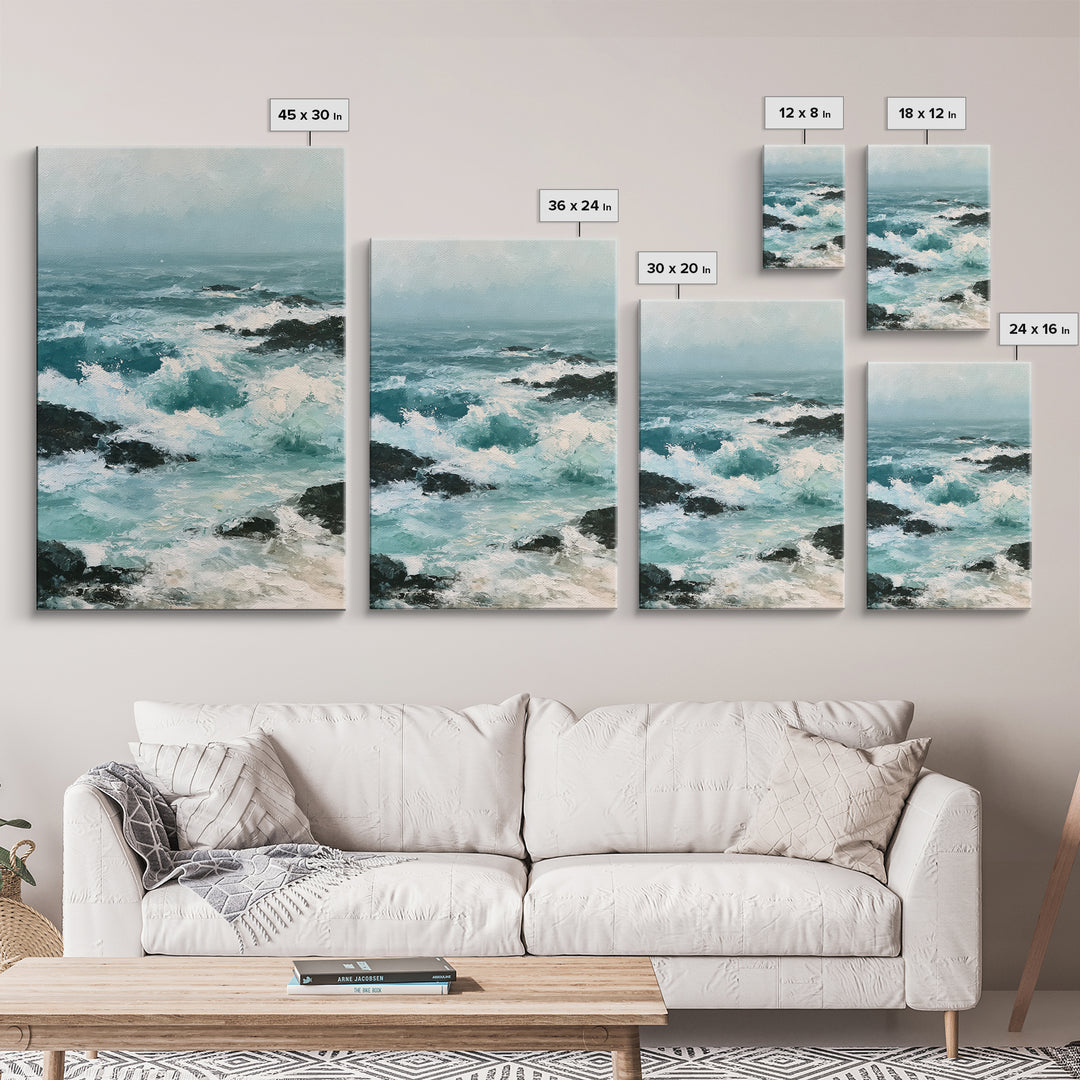 Storm Waves Crashing Canvas Print, Seascape Art, Bedroom Decor, Coastal Decor, Oil Painting, Seascape, Coastal Wall Art, SEA-2x3-57