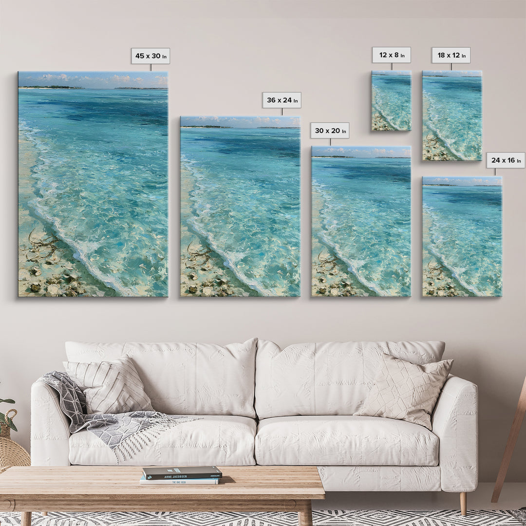 Tropical Lagoon with Transparent Shallows Canvas Print, Seascape Art, Home Decor, Coastal Decor, Oil Painting, Seascape, SEA-2x3-66
