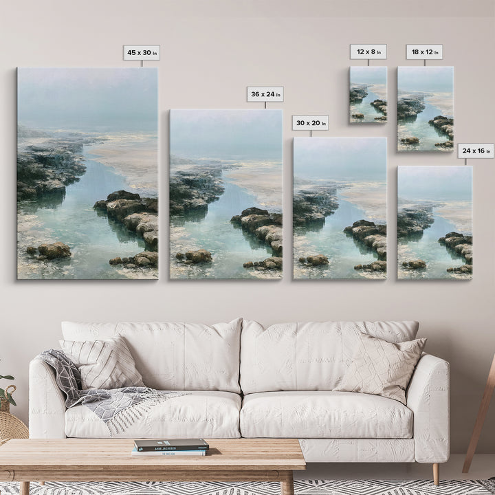Rocky Tidepool with Reflections Canvas Print, Seascape Art, Printable Art, Coastal Decor, Fine Art, Seascape, Beach Decor, SEA-2x3-91