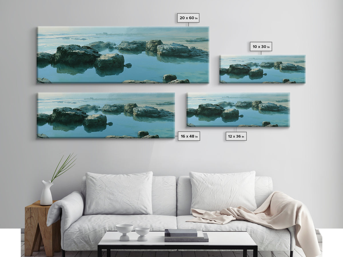 Rocky Tidepool with Reflections Canvas Print, Seascape Art, Gallery Decor, Coastal Decor, Fine Art, Seascape, Contemporary Art, SEA-3x1-3