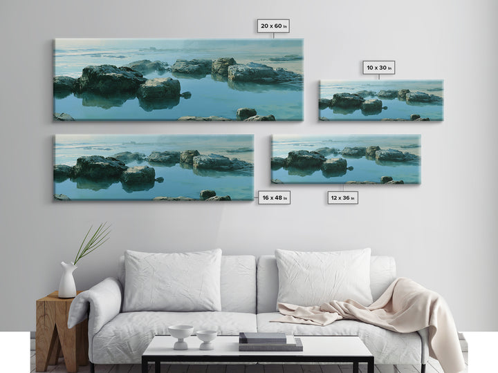 Rocky Tidepool with Reflections Canvas Print, Seascape Art, Gallery Decor, Coastal Decor, Fine Art, Seascape, Contemporary Art, SEA-3x1-3