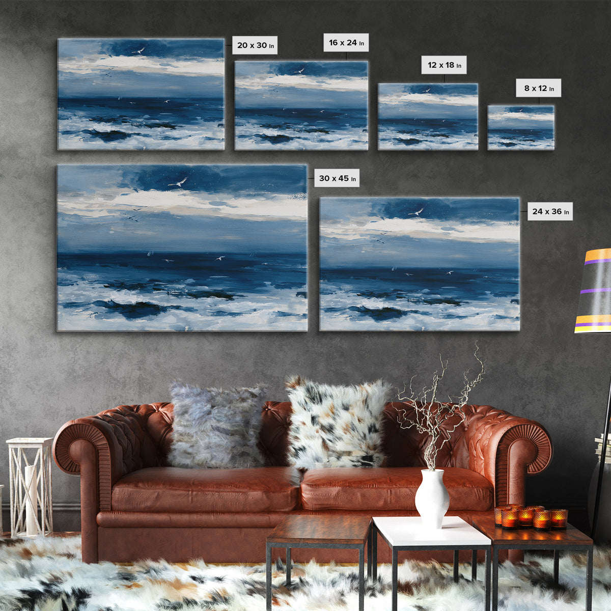 Deep Indigo Night Sea Canvas Print, Seascape Art, Abstract Art, Coastal Decor, Seascape, Nautical Decor, Coastal Wall Art, SEA-3x2-1