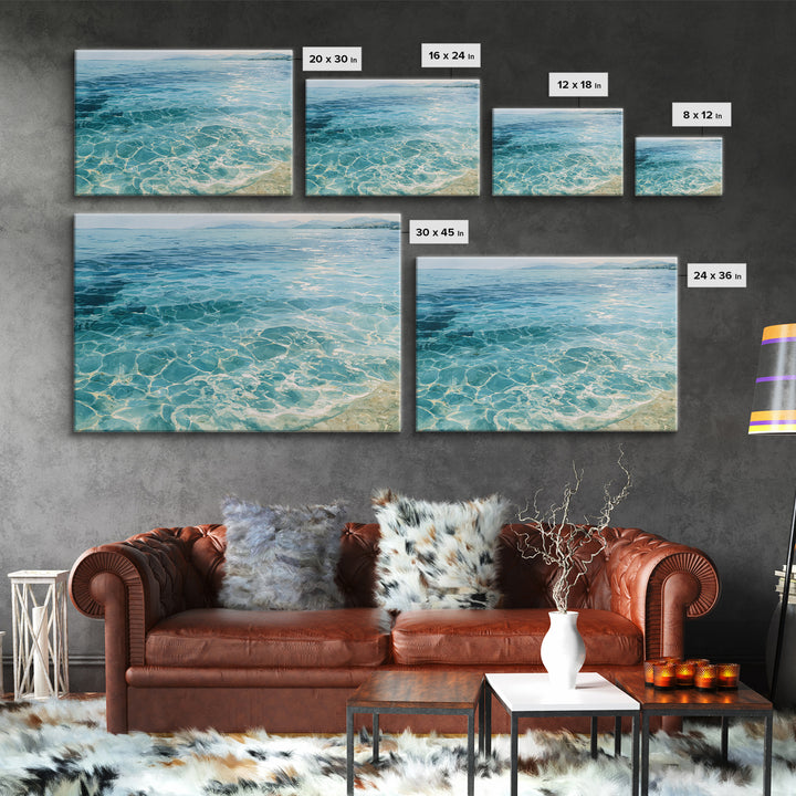 Tropical Lagoon with Transparent Shallows Framed Canvas Print, Seascape Art, Oil Painting, Coastal Decor, Fine Art, Seascape, SEA-3x2-14