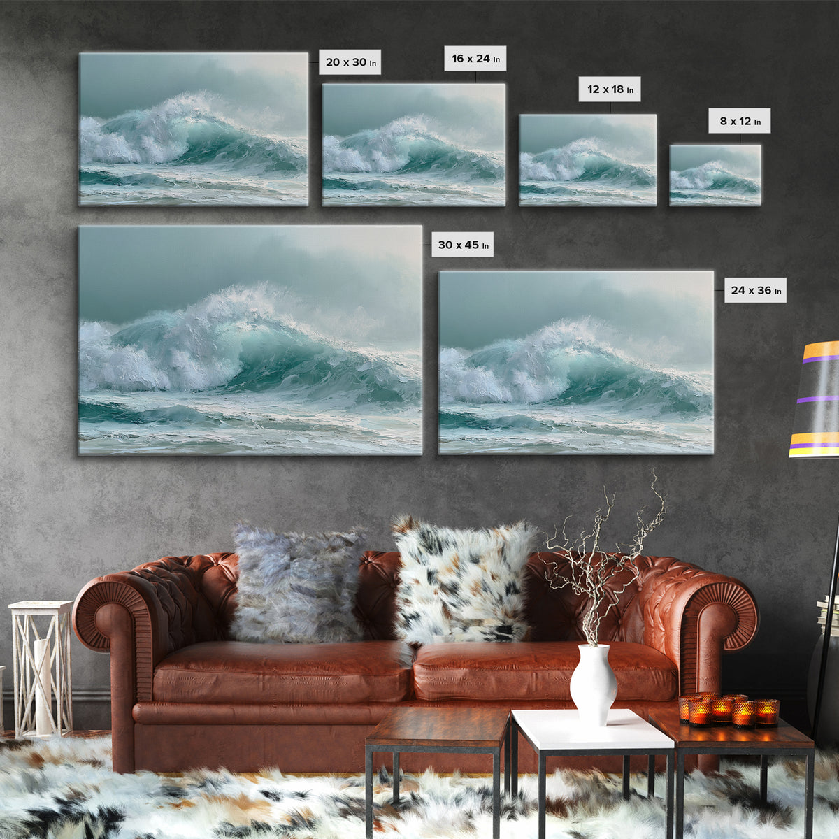Wild Atlantic Wave Framed Canvas Print, Seascape Art, Living Room Wall Art, Coastal Decor, Seascape, Statement Artwork, SEA-3x2-69