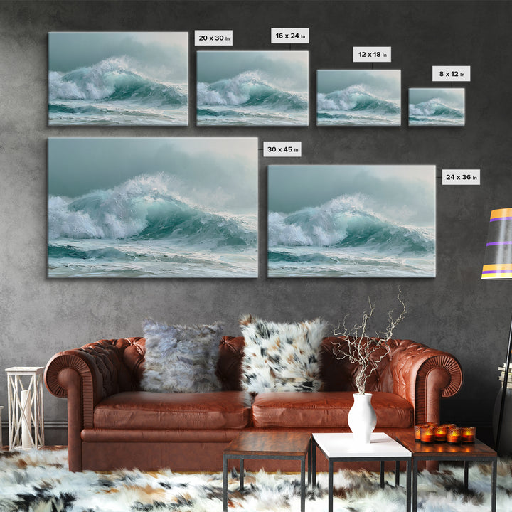 Wild Atlantic Wave Framed Canvas Print, Seascape Art, Living Room Wall Art, Coastal Decor, Seascape, Statement Artwork, SEA-3x2-69