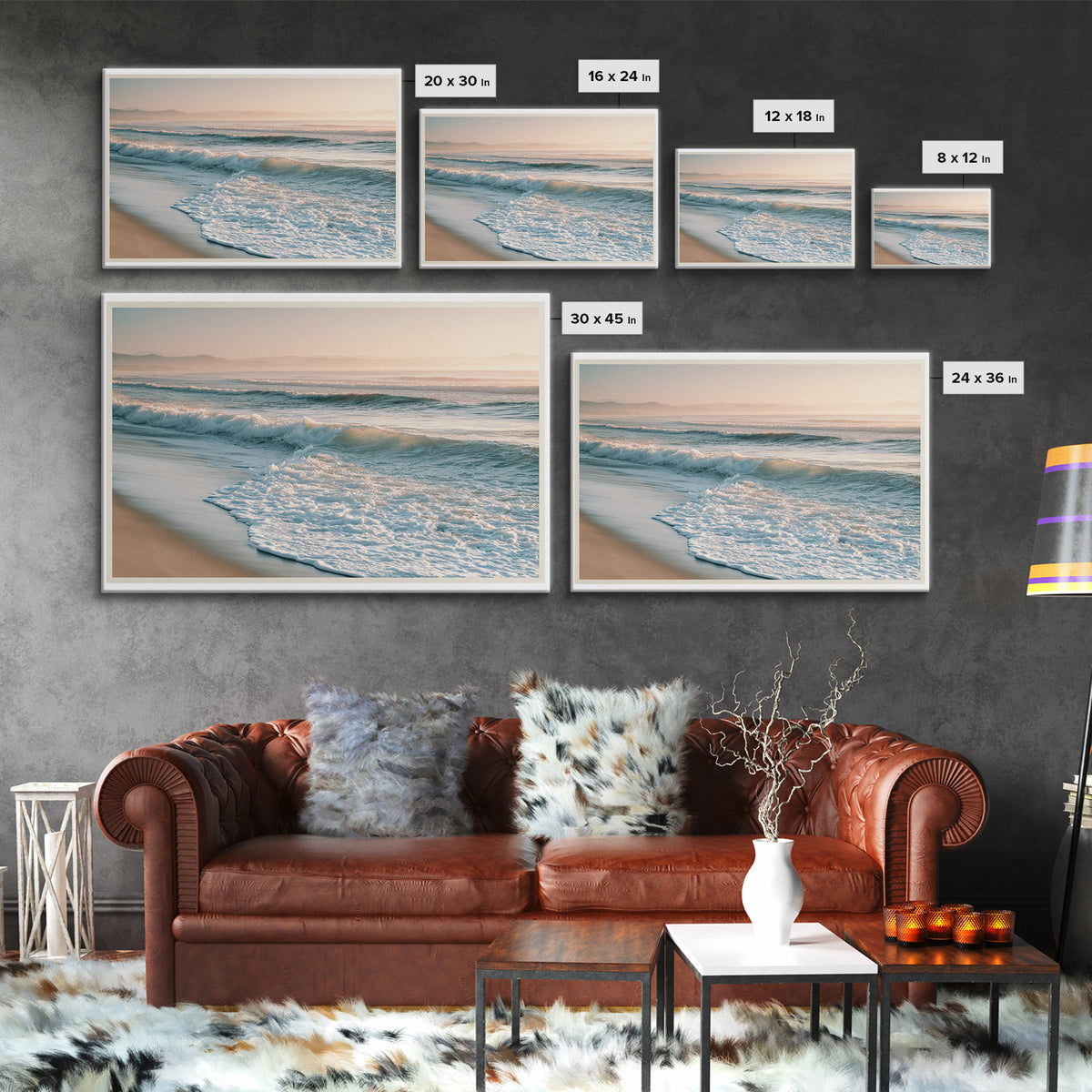Mediterranean Harbor at Dawn Framed Canvas Print, Seascape Art, Digital Print, Coastal Decor, Oil Painting, Seascape, SEA-3x2-74