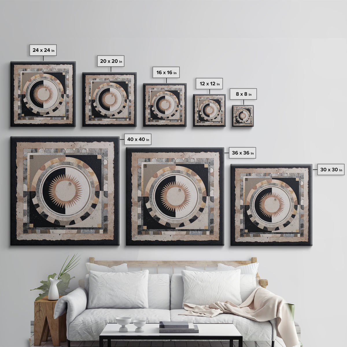 Cosmic Eye Inside Geometric Frame Canvas Print, Sacred Geometry Art, Boho Wall Decor, Living Room Decor, Abstract Art, Geometry, SGA-1x1-19