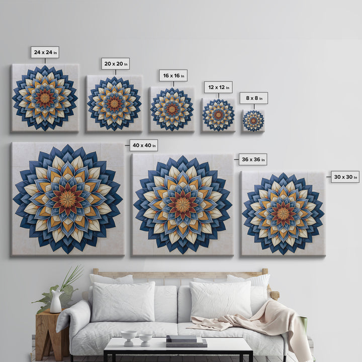 Mandala Lotus with Precise Radial Symmetry Canvas Print, Sacred Geometry Art, Sacred Geometry, Living Room Decor, Geometry, SGA-1x1-26