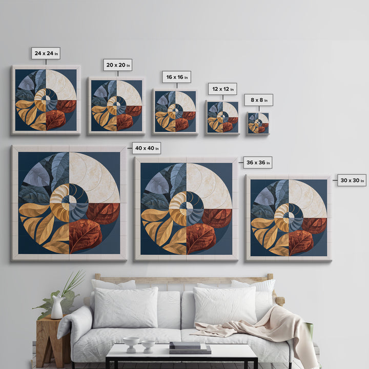 Golden Ratio Spiral Canvas Print, Sacred Geometry Art, Abstract Art Print, Living Room Decor, Watercolor Art, Geometry, SGA-1x1-54