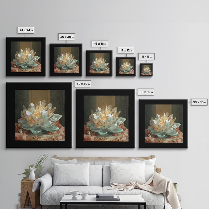 Crystal Grid Pattern Canvas Print, Sacred Geometry Art, Room Decor, Living Room Decor, Fine Art, Geometry, Large Wall Art, SGA-1x1-77