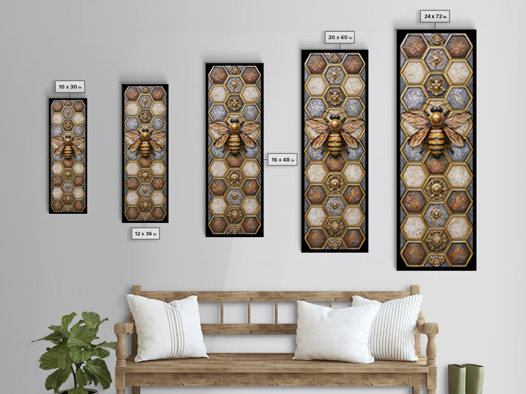 Hexagon Honeycomb Pattern Canvas Print, Sacred Geometry Art, Room Decor, Living Room Decor, Fine Art, Geometry, Large Wall Art, SGA-1x3-28
