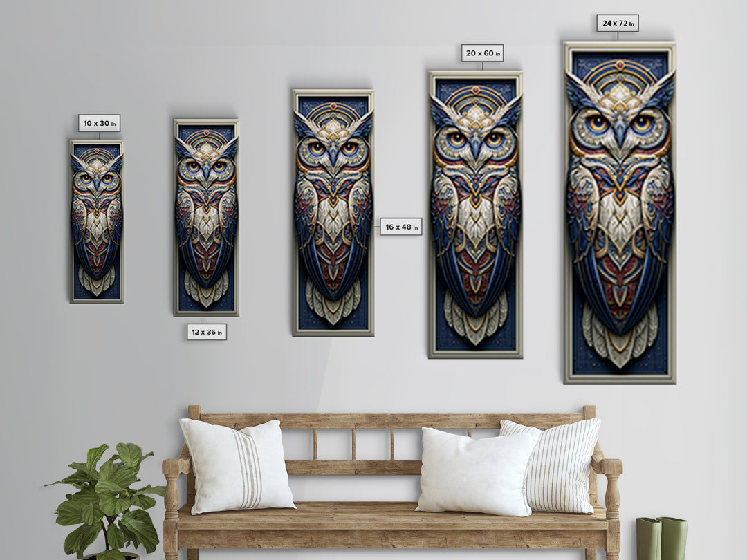 Sacred Owl Formed from Symmetrical Linework Canvas Print, Sacred Geometry Art, Sacred Geometry, Living Room Decor, Geometry, SGA-1x3-54
