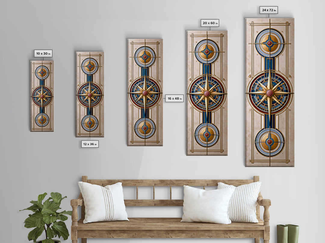 Gold Line Compass Mandala on Parchment Canvas Print, Sacred Geometry Art, Modern Decor, Living Room Decor, Fine Art, Geometry, SGA-1x3-57