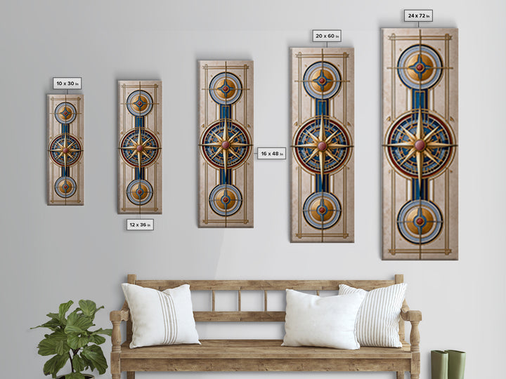 Gold Line Compass Mandala on Parchment Canvas Print, Sacred Geometry Art, Modern Decor, Living Room Decor, Fine Art, Geometry, SGA-1x3-57