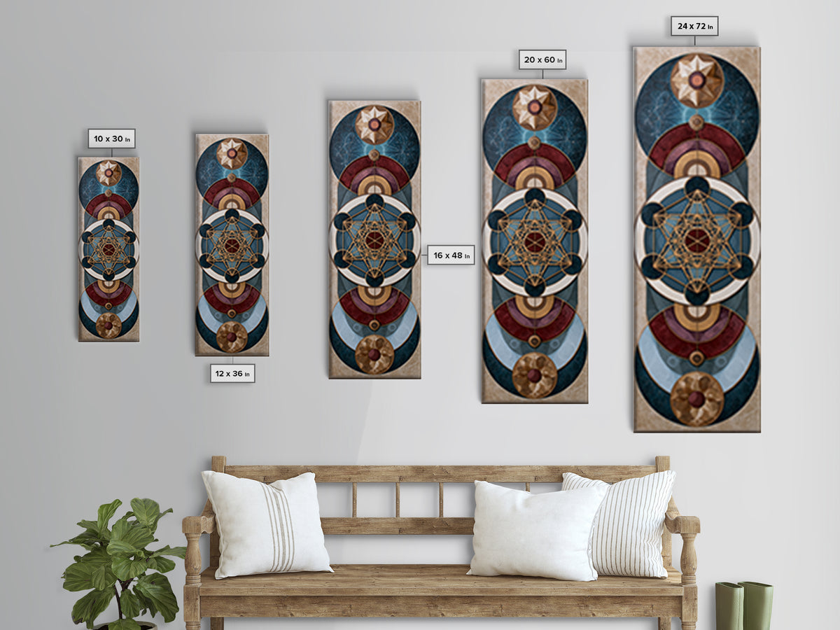 Metatron Cube with Celestial Background Canvas Print, Sacred Geometry Art, Digital Download Art, Living Room Decor, Geometry, SGA-1x3-63