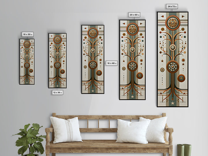 Geometric Tree of Life Framed Canvas Print, Sacred Geometry Art, Wabi Sabi Art, Living Room Decor, Fine Art, Geometry, SGA-1x3-75