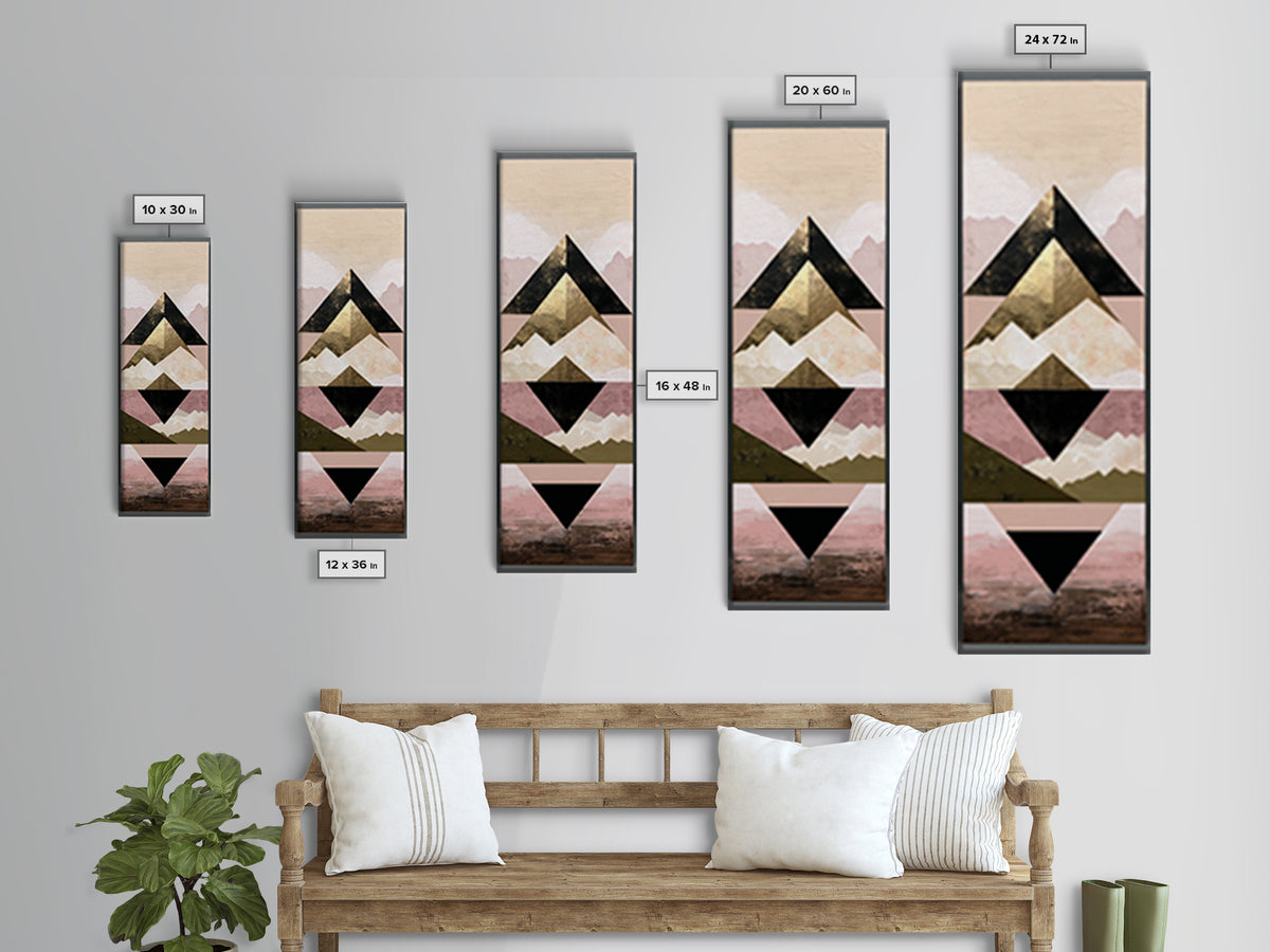 Triangle Mountain Landscape Canvas Print, Sacred Geometry Art, Art Print, Living Room Decor, Geometry, Digital Wall Art, SGA-1x3-77