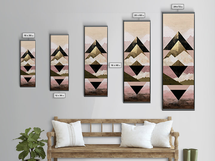 Triangle Mountain Landscape Canvas Print, Sacred Geometry Art, Art Print, Living Room Decor, Geometry, Digital Wall Art, SGA-1x3-77