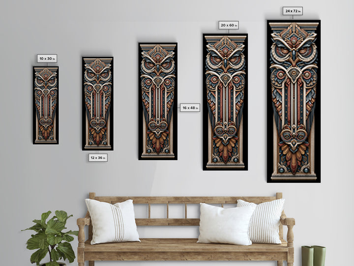 Sacred Owl Formed from Symmetrical Linework Canvas Print, Sacred Geometry Art, Decorations, Living Room Decor, Abstract Art, SGA-1x3-78